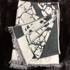 Double weave abstract scarf black and grey LUX!